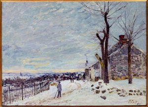 Temps de neige à Veneux-Nadon (Veneux Nadon en Seine et Marne). Peinture d