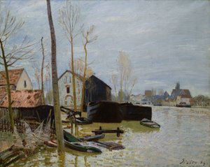 Les inondations à Moret, 1889