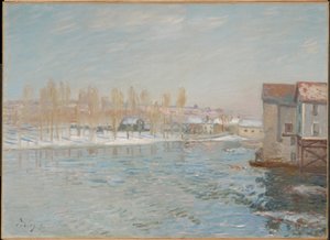 Le Loing et les moulins de Moret, effet de neige - Alfred Sisley