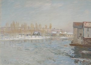 Le Loing et les moulins de Moret, effet de neige, 1891 - Alfred Sisley
