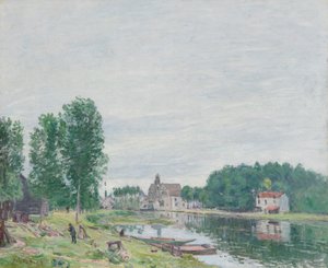 Le chantier naval Matrat, Moret-Sur-Loing, temps pluvieux - Alfred Sisley