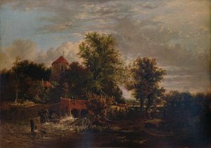 Écluse sur la rivière Western, vers 1832