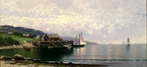 Le débarcadère, île Bailey, Maine, vers 1907 (huile sur toile) - Alfred Thompson Bricher