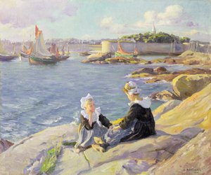 Filles bretonnes au port, Concarneau - Alfred Victor Fournier
