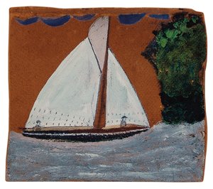 Voilier avec ciel brun - Alfred Wallis