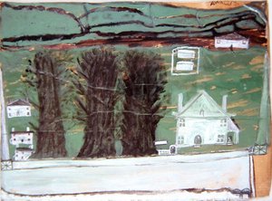 Trois Arbres, Maison Blanche dans un Paysage