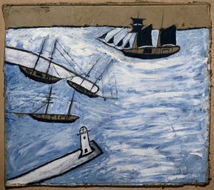 Vue du port et du phare de Saint Ives (Cornouailles, Angleterre) - Alfred Wallis