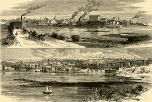 Rock Island, Illinois.- Davenport, Iowa, 1874 - Alfred Rudolph Waud