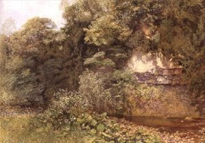 Une piscine tranquille sous les rochers - Alfred William Hunt