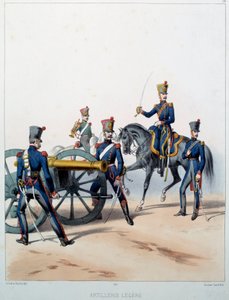 Armée napoléonienne : Artillerie légère. Gravure par Alfred De Marbot (19e siècle) 1812. Malmaison, Musée du Château. - Alfred de (after) Marbot