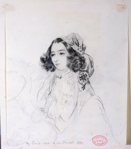 George Sand (1804-76) portant un foulard, 1833