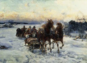 La promenade en traîneau - Alfred von Wierusz Kowalski