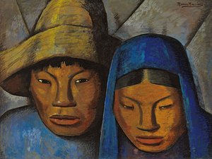 Le couple en bleu, c.1930 - Alfredo Ramos Martinez