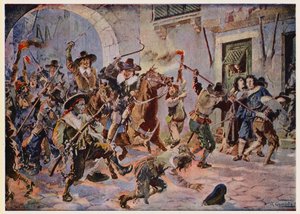Émeutes à Lisbonne sous le règne du roi Afonso VI du Portugal - Alfredo Roque Gameiro