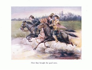 Comment ils ont apporté la bonne nouvelle de Gand à Aix, illustration de Poems for the Young: Robert Browning, vers 1920