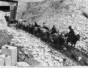 Wagon partant pour les carrières de Ravaccione, près de Carrare
