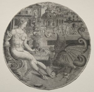 Femme nue et un dragon, 1523 - Allaert Claesz