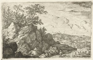 Paysage montagneux avec un homme et un chien - Allaert van Everdingen