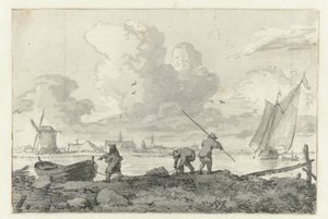 Pêcheurs avec leur barque sur la Spaarne près de Haarlem - Allaert van Everdingen