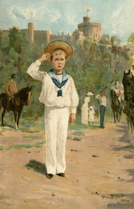 Le prince Edward de Galles saluant les couleurs - Allan (after) Stewart