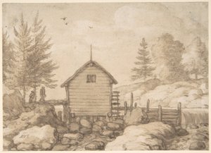 Un moulin sur des rochers dans une rivière en Norvège - Allart van Everdingen