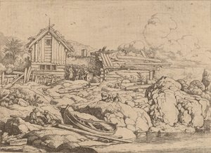 Bateau à une rive avec trois chèvres, probablement vers 1645-1656 - Allart van Everdingen