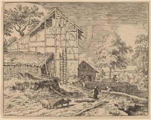 Cottage avec deux échelles