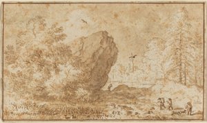 Paysage avec grand rocher - Allart van Everdingen