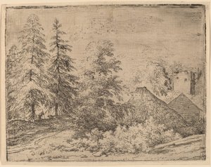 Homme entre deux sapins, probablement c. 1645-1656 - Allart van Everdingen