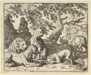 Renard accuse faussement son père de conspirer contre le lion, 1650-75 - Allart van Everdingen