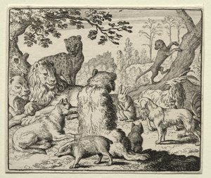 Renart le goupil : Le lion ordonne de chercher Renart - Allart van Everdingen