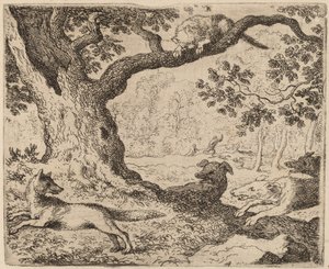 Le père de Renard et le chat poursuivis par des chiens, probablement vers 1645-1656 - Allart van Everdingen