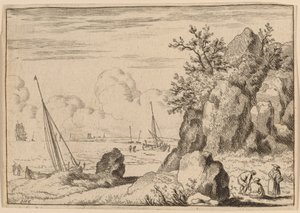Paysage Marin avec Trois Figures à Droite - Allart van Everdingen