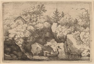 Barque sous un rocher fendu, probablement vers 1645-1656 - Allart van Everdingen