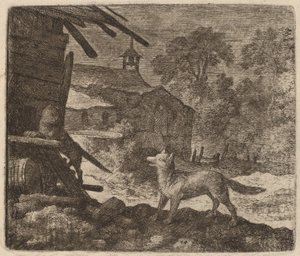 Le chat entre dans la grange tandis que Reynard regarde, probablement vers 1645-1656 - Allart van Everdingen
