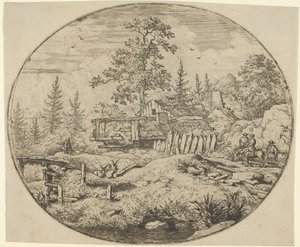 Le paysage avec le pont en bois, 17ème siècle - Allart van Everdingen