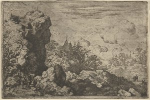 Les trois voyageurs au pied du rocher élevé - Allart van Everdingen