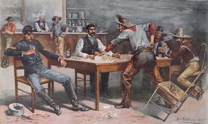Dispute autour des cartes dans un saloon de l