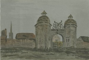 Hamstall Ridware Hall - Loges des portiers : aquarelle, nd [1824-1882] - Allen Edward Everitt