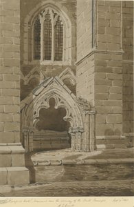 Cathédrale de Lichfield - Transept sud : dessin à la sépia rouge, 9 septembre 1842 - Allen Edward Everitt