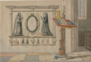Église de Wednesbury - Monument à Thomas et Eleanor Parkes: aquarelle, 23 mars 1843 - Allen Edward Everitt