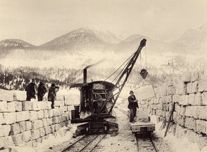 Construction des tunnels de Worcheiner, commencée en 1897. photo 1905 - Alois Beer