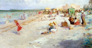 Une plage animée en été