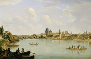 Vue de Prague avec le pont de la Moldau (pont Charles) - Alois von Saar