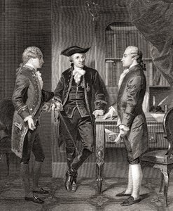 Johann Henry Jules Alexandre von Robaii, Baron de Kalb introduisant Lafayette à Silas Deane, de Life and Times of Washington, Volume 1, publié en 1857 - Alonzo (after) Chappel