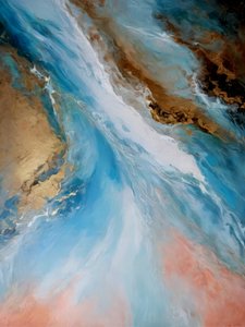 Paysage aquatique doré (abstrait)