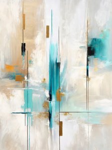 Flux abstrait bleu sarcelle et or
