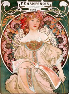 Tableau D’art Sur Toile Alfons Mucha – Moderne, Avec Cadre – 63x93 Cm – Prêt à Poser