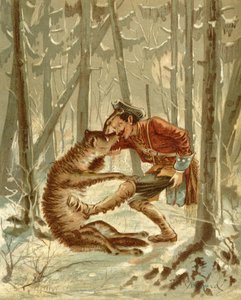 La rencontre du baron de Münchhausen avec un loup, tirée des 