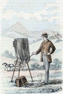 Passe-temps de la haute société et de la bourgeoisie : la pratique de la photographie en amateur (photographe amateur) Gravure de « Les Besoins de la Vie » par Rengade - Alphonse Demarle
